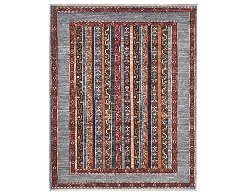 4x6 Gray Khurgeen Afghan Hand Knotted Wool Area Rug